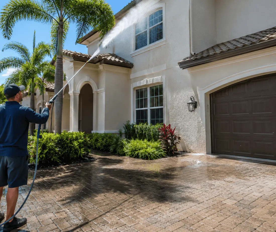 Exterior house washing on a Jacksonville home