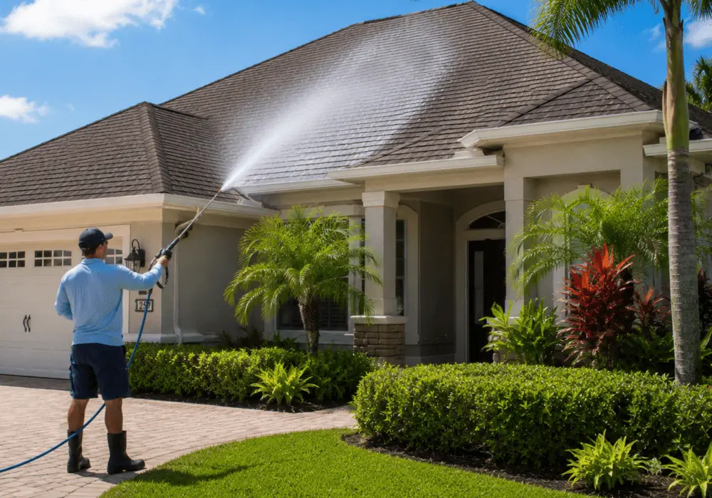 Roof washing service in Nocatee, Florida